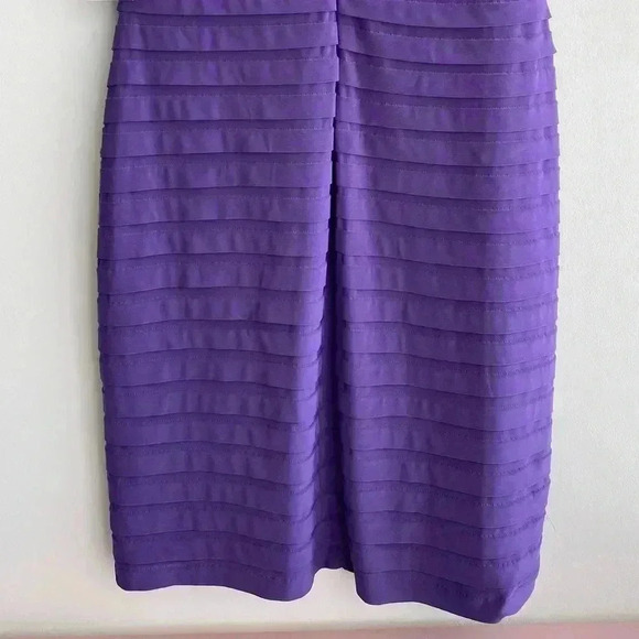 Adrianna Papell Purple Sheath Dress with Flutter Sleeves & Shutter Pleats - Picture 14 of 16